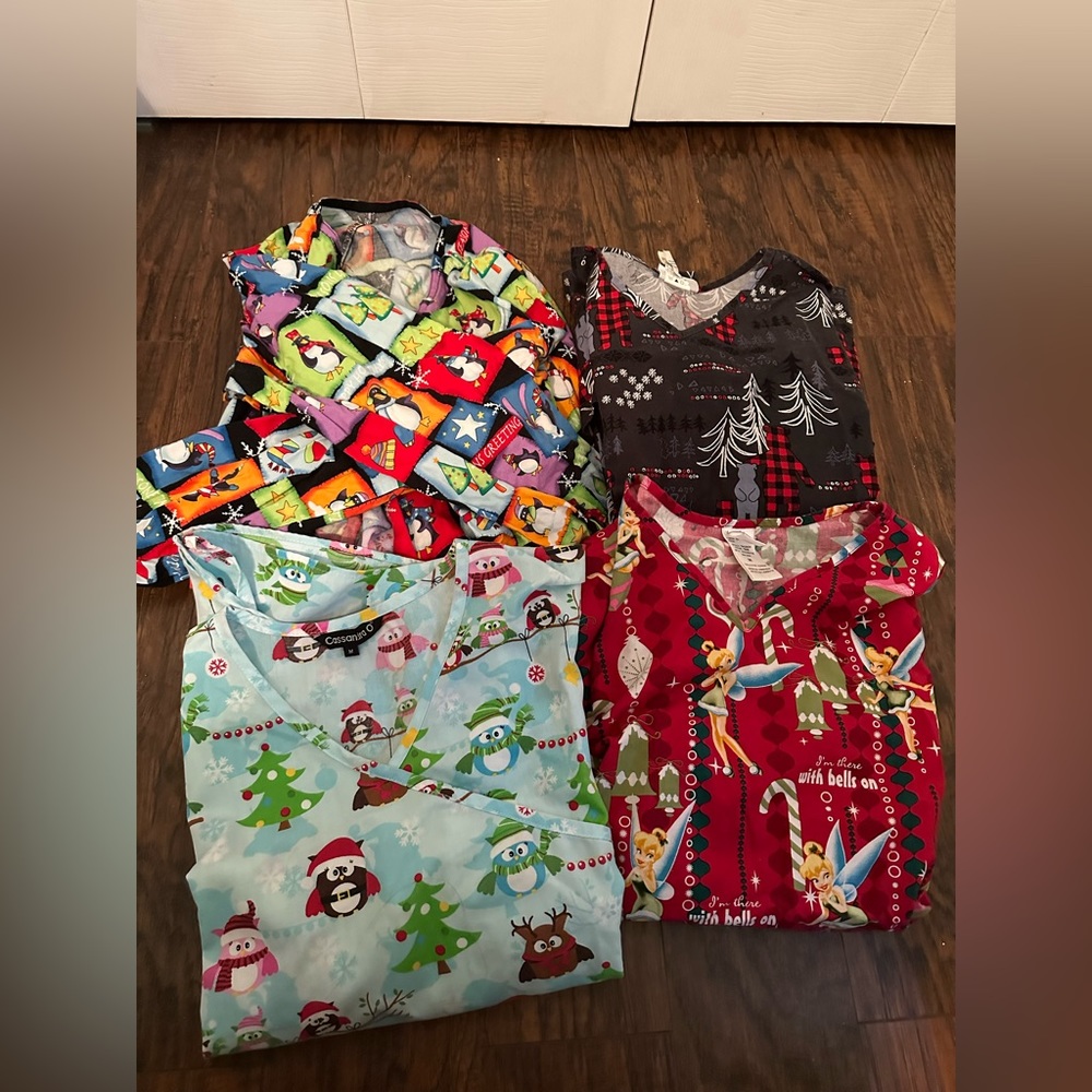 Christmas scrub tops! Bundle of 4!
